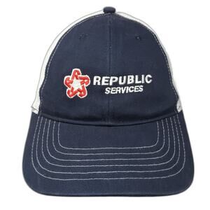 Republic Services Snapback Trucker Hat Blue One Size Adjustable Mesh Back